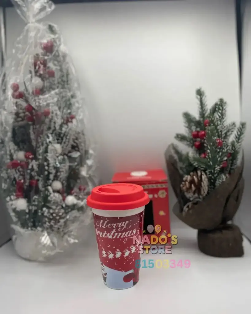 Santa Claus themed ceramic mug with silicone cover