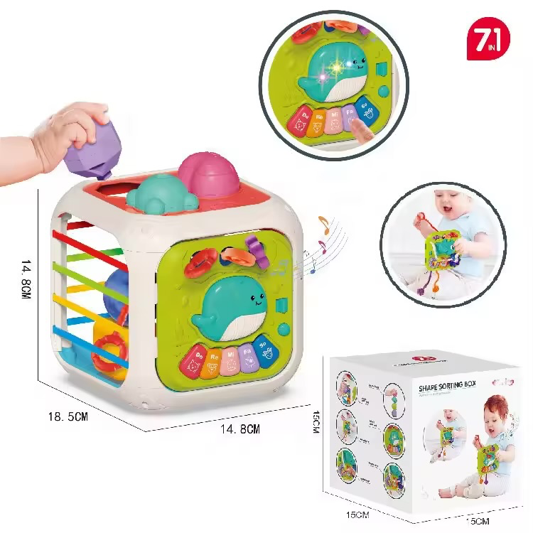  7 in 1 Montessori Sensory Toys for Baby 18 Months Newborn Girl Boy Gift Educational Motor Skills Activity Cube Games for Children