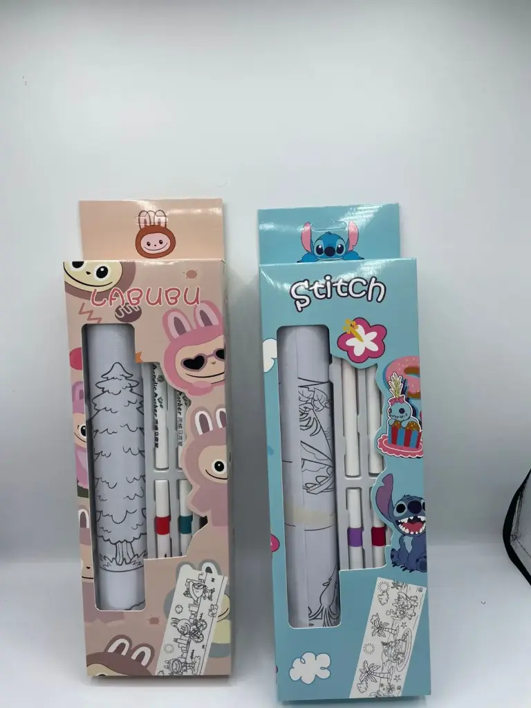 creative arts sets for children, roll 3 meter with 6 acrylic markers (Stitch)
