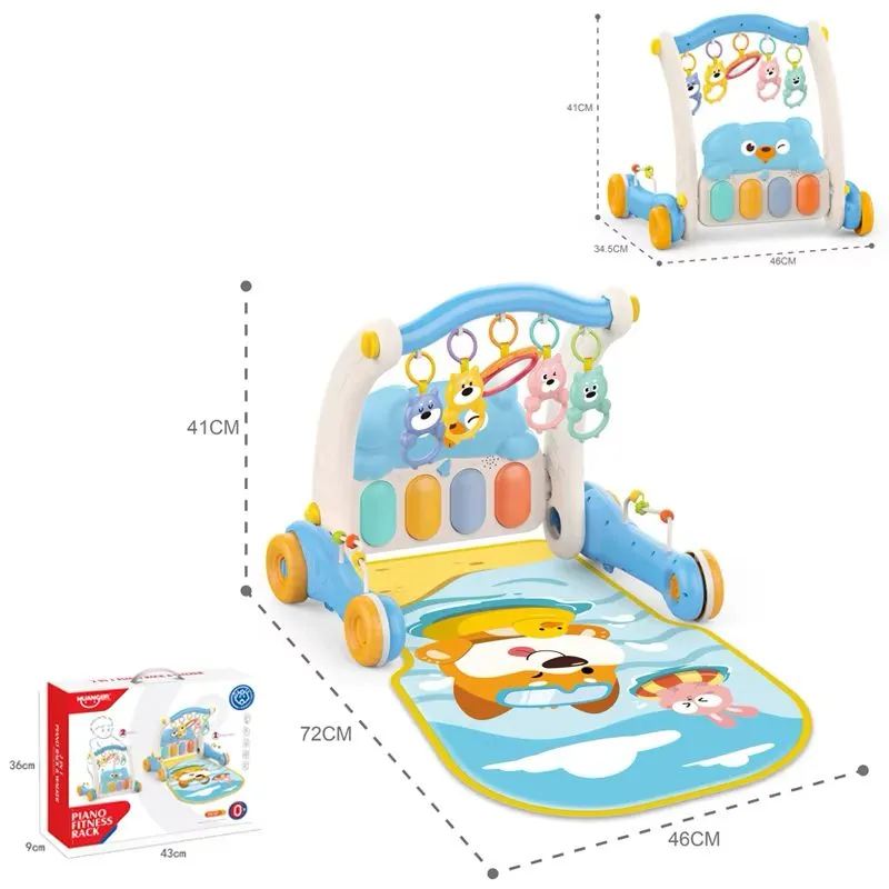 Huanger - 2-In-1 Baby Piano Playmat w/ Music & Walker
