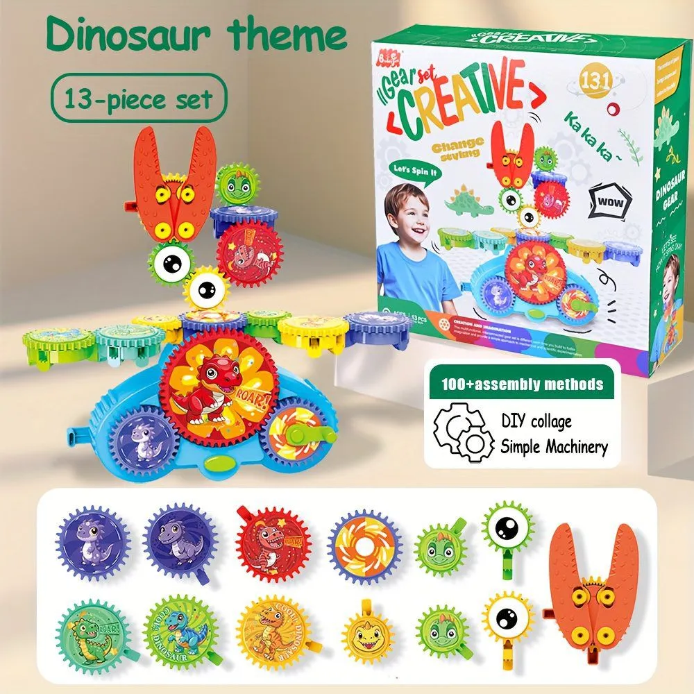 STEM gears toy set with a dinosaur theme.  
