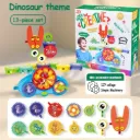 STEM gears toy set with a dinosaur theme.  