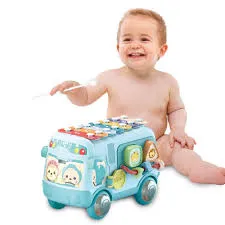 [A1480342B]  Baby Puzzle Bus educational toy.  (Blue)