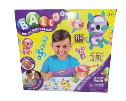 Balloons Inflator Pack toy, a creative activity set for children. inflate small pellets into mini balloons that stick together without glue. 114 piece
