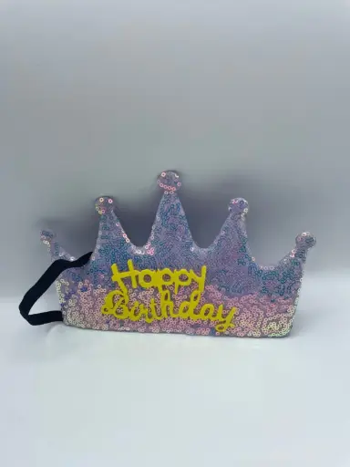 Happy birthday purple crown with light