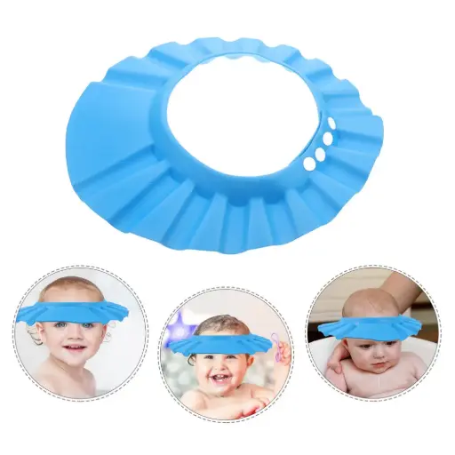 Adjustable Bath Shower Protector for Eyes and Face, designed for use during baby bath time. 