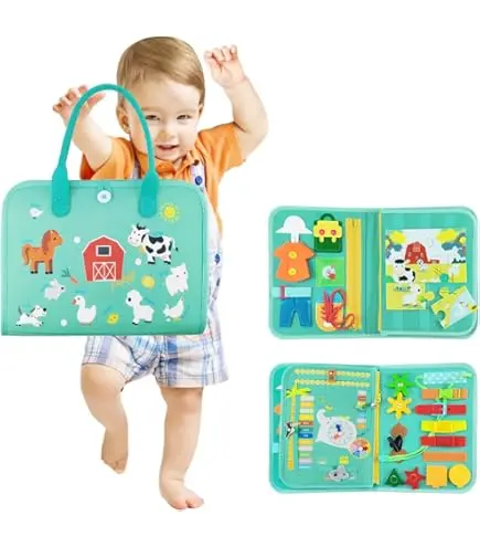 Busy Board for Toddlers, Montessori Toys for Boys Girls 1 2 3 Year Old, Early Educational Activity Baby Sensory Toy