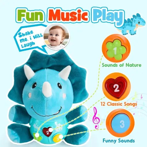 Plush Musical Toys for 6 to 12 Months Baby, Stuffed Animal Light up Baby Toys with Fun Sounds