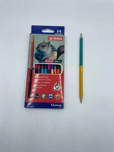 UNICE Coloring pencils double side,  colored pencil with two colors on each pencil, offering a total of 24 colors with 12 pencils in the pack. 